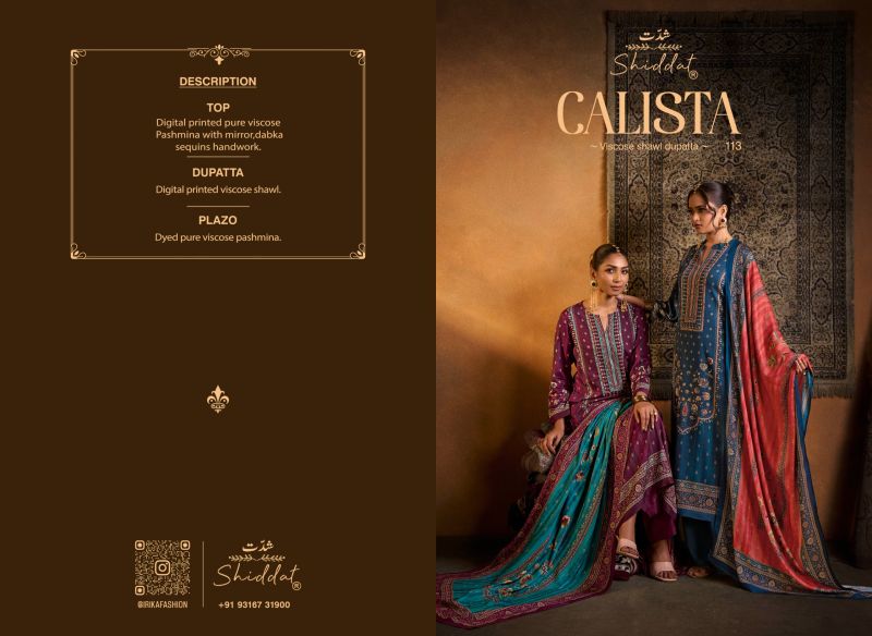 Shiddat Calista 113 Pure Viscose Pashmina Salwar Kameez Collection